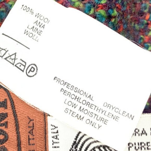 Missoni Vintage 80s 100% Wool Fringe Artsy Colorful Knit Jacket Poncho Women's M - Picture 14 of 16